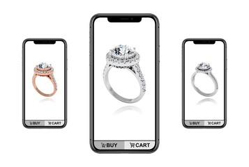 Solitaire Diamond Ring Jewelry Online Buy on Smart Mobile Application Screen