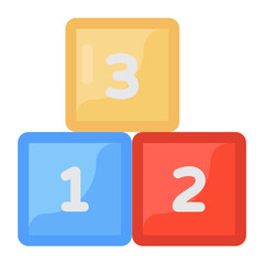 
Kids plaything blocks, icon of numeric blocks
