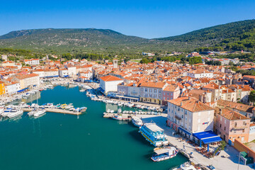 Panoramic view of beautiful town of Cres on the island of Cres, Adriatic sea in Croatia
