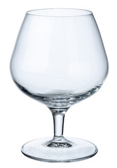 Empty glass cup isolated on white background