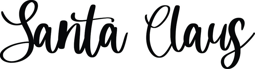 Santa Claus Typography   Black Color Text On White Background