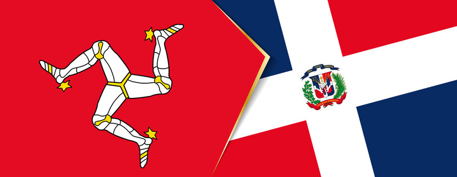 Isle of Man and Dominican Republic flags, two vector flags.