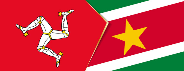 Isle of Man and Suriname flags, two vector flags.