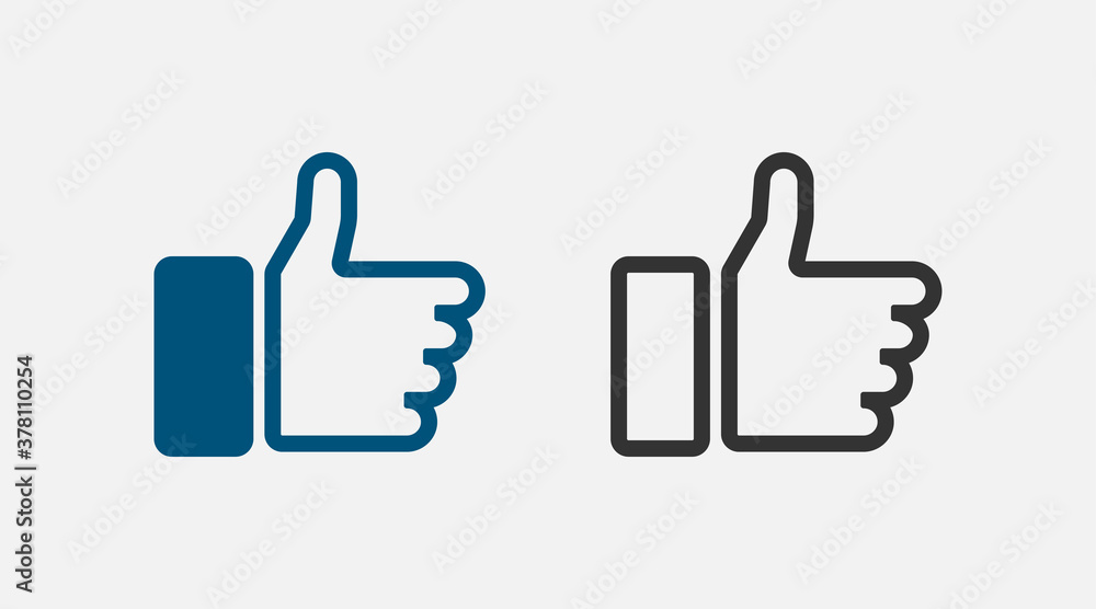 Wall mural like. like vector icon. thumbs up in line design. vector illustration