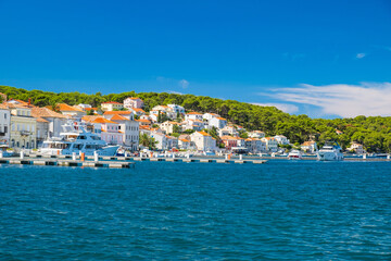 Fototapeta na wymiar Seafront in town of Mali Losinj on the island of Losinj, Adriatic coast in Croatia, popular touristic destination
