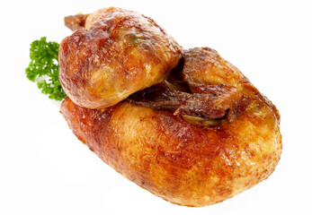Half Grilled Chicken Isolated on white Background