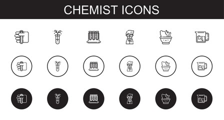 chemist icons set