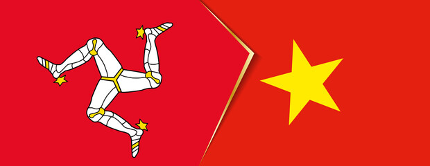 Isle of Man and Vietnam flags, two vector flags.