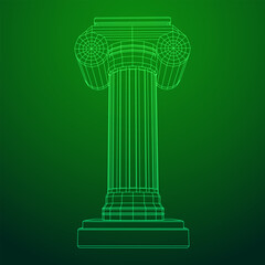 Greek ionic column. Ancient pillars.