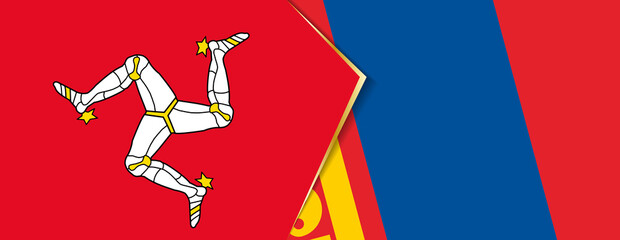 Isle of Man and Mongolia flags, two vector flags.