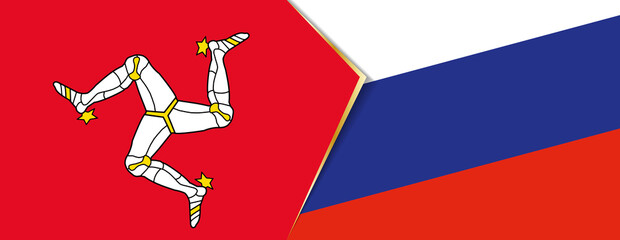 Isle of Man and Russia flags, two vector flags.