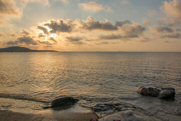 Black sea cliffs near Akra at sunset