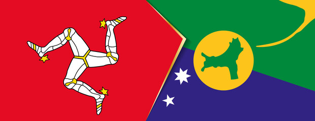 Isle of Man and Christmas Island flags, two vector flags.