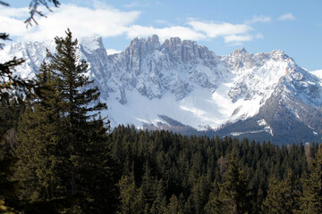 Der Rosengarten ist ein Hochgebirge in den Südtiroler Alpen. Alpen, Südtirol, UNESCO-Weltnaturerbe Italien, , Europa
