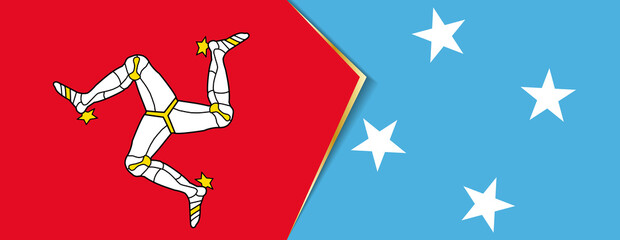 Isle of Man and Micronesia flags, two vector flags.