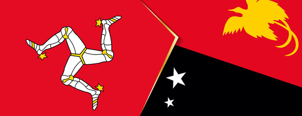 Isle of Man and Papua New Guinea flags, two vector flags.
