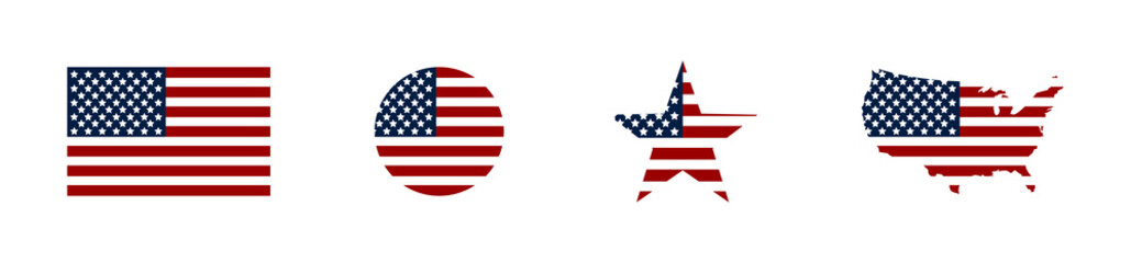 USA. American flag with usa map and stars. America. USA flag. Vector illustration