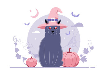 Cat with a witch hat