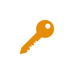 Flat icon golden key isolated on white background. Vector illustration.