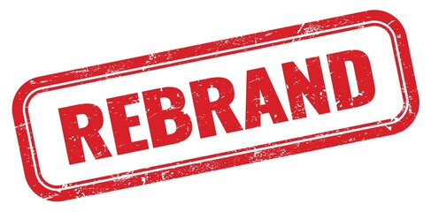 REBRAND red grungy rectangle stamp.