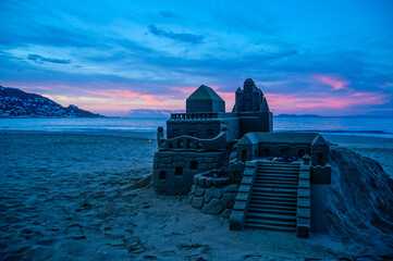 Sand castle in Roses, Catalonia, Spain