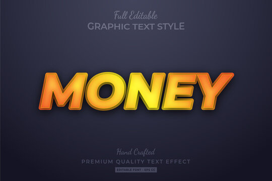 Money Yellow Editable 3D Text Style Effect Premium