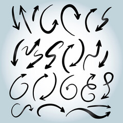 Hand drawn arrow vector icons set. sketch arrow design for business plan and education. Isolated vector illustration.