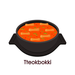 Tteokbokki Noodle vector. Tteokbokki is korean food. Korean bowl vector. Korean bowl on white background.