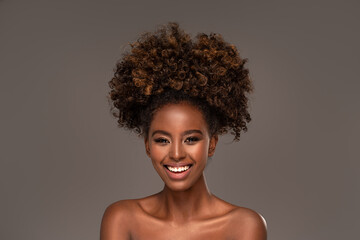 Beauty portrait of woman with afro