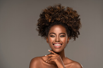 Beauty portrait of woman with afro