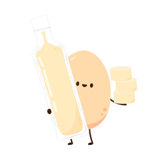 Egg tofu vector. Egg tofu on white background. Egg character design.
