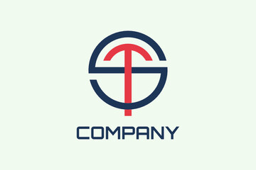 Flat Round Vector Logo with initials "ST" on light background. Usable for Legal Aid, Lawyers, Technology and general business logos
