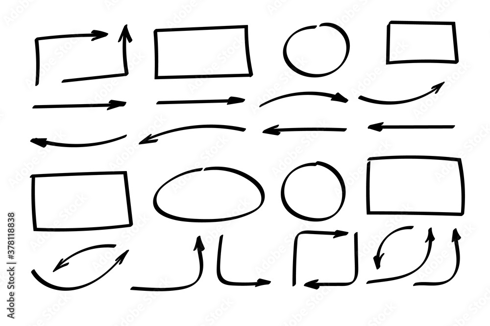 Poster doodle symbols. pointer icons. pointer graphic symbols.