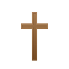 Cross logo design. Wood cross on white background.
