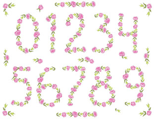 Set of vector floral digits, frames. Vector illustration for invitation, post card, banner, background.