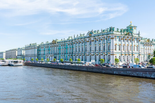 Saint Petersburg, Russia – June 15, 2017. Exterior view of the Winter Palace building, currently housing the State Hermitage Museum, in Saint Petersburg, Russia