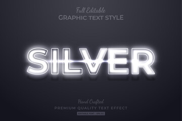 Silver Neon Editable 3D Text Style Effect Premium