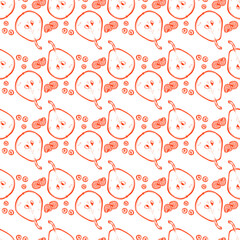 Fruits seamless pattern, vector illustration, texture background, hand drawn sketch style, organic food wallpaper.