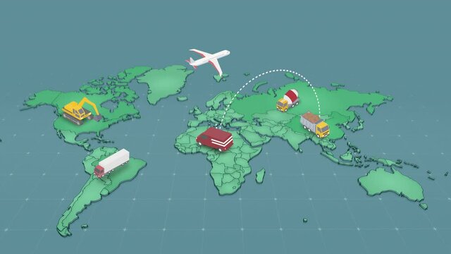This is a world map transportation, globla logistic network, 3d rendering,