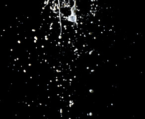 Splashes of white milk isolated on a black background.