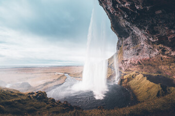 Seljalandfoss waterfall in autumn time, Iceland