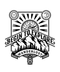 Tourism and travel, vintage emblem. Vector illustration.