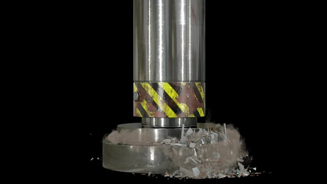 Building Crushed by Hydraulic Press on Alpha Channel