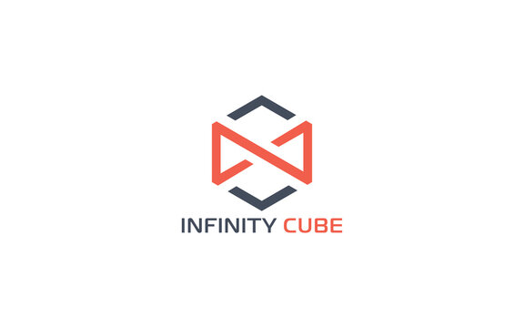 Cube logo formed infinity symbol in simple shape