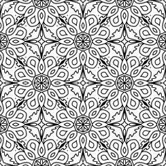 Fantasy seamless pattern with decorative mandala. Abstract round doodle floral background. Floral geometric infinity background. Wrapping paper, textiles, fabric. Vector illustration.