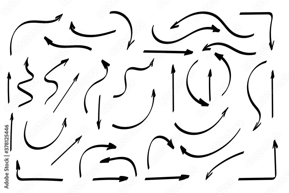 Poster doodle symbols. pointer icons. pointer graphic symbols.