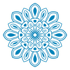 Colorful outline flower mandala. Doodle round decorative element for T-shirt, bag, poster isolated on white background. Floral geometric circle. Vector illustration.