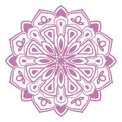 Colorful outline flower mandala. Doodle round decorative element for T-shirt, bag, poster isolated on white background. Floral geometric circle. Vector illustration.