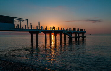 Obraz premium Sunset in the sea. Batumi. Georgia