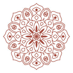 Colorful outline flower mandala. Doodle round decorative element for T-shirt, bag, poster isolated on white background. Floral geometric circle. Vector illustration.